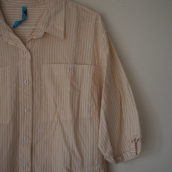 Free People Cream Striped Mini Dress - Picture 2 of 6